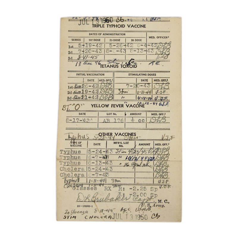 Carte, Physical Record Card, Cpt. Charles Pickering, 99th TCS, 441st TCG, 9th Air Force, USAAF, ETO