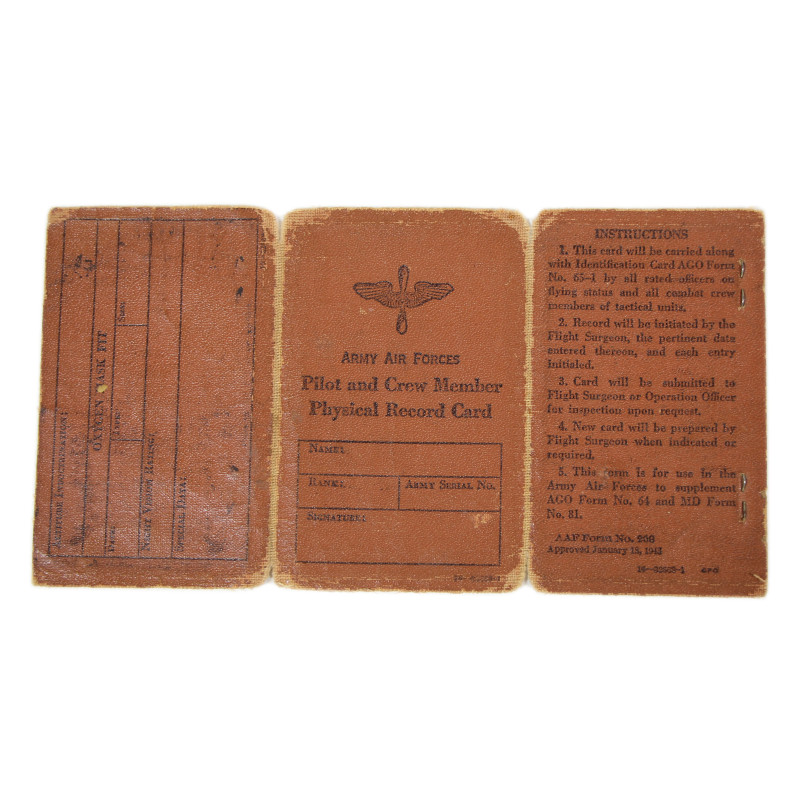 Card, Physical Record, Army Air Forces, Cpt. Charles Pickering, 99th TCS, 441st TCG, 9th Air Force, USAAF, ETO