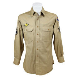 Chemise chino, taille 15 x 34, S/Sgt. Milton Taylor, 1st Air Force, USAAF