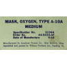 Masque à oxygène, Type A-10A, USAAF, Medium, 1944
