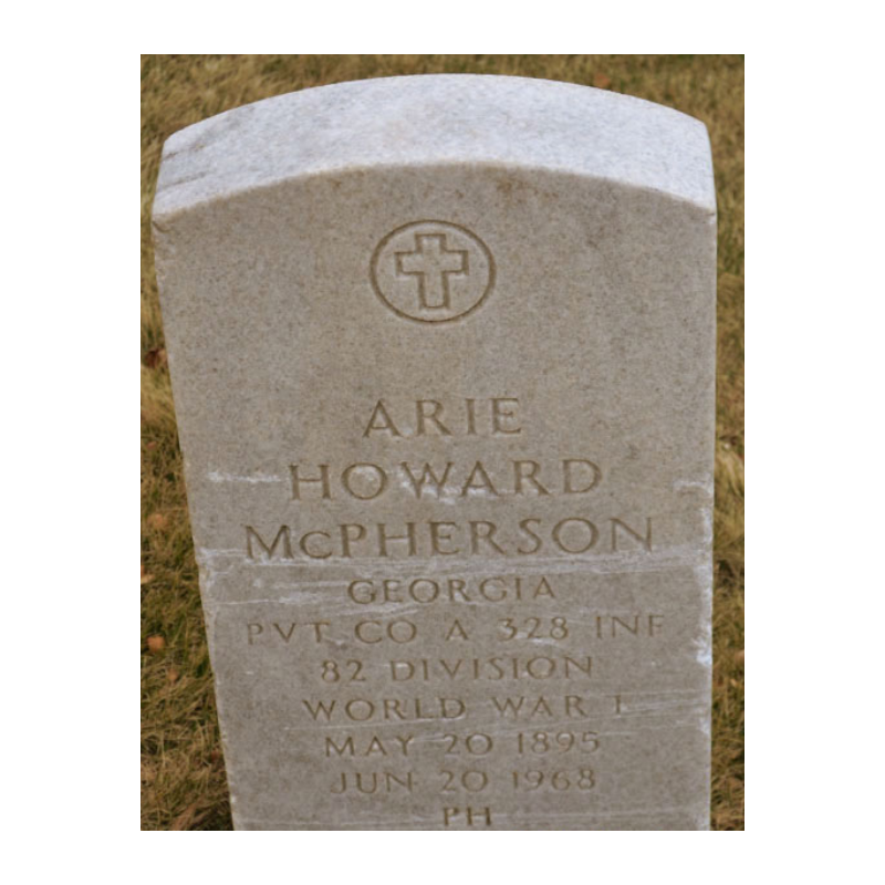 Medal, Purple Heart, Pvt. Arie McPherson, Co. A, 328th Inf. Regt., 82nd Infantry Division, AEF, WIA, France