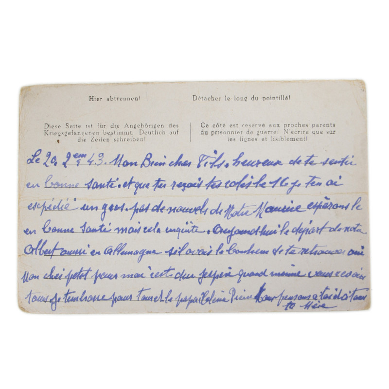 Correspondence, Epistolary, 1ère classe Aimé Bordini, 26e BCP, French POW, Stalag II-D, 1943