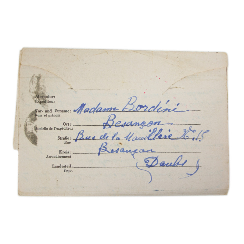 Correspondence, Epistolary, 1ère classe Aimé Bordini, 26e BCP, French POW, Stalag II-D, 1943