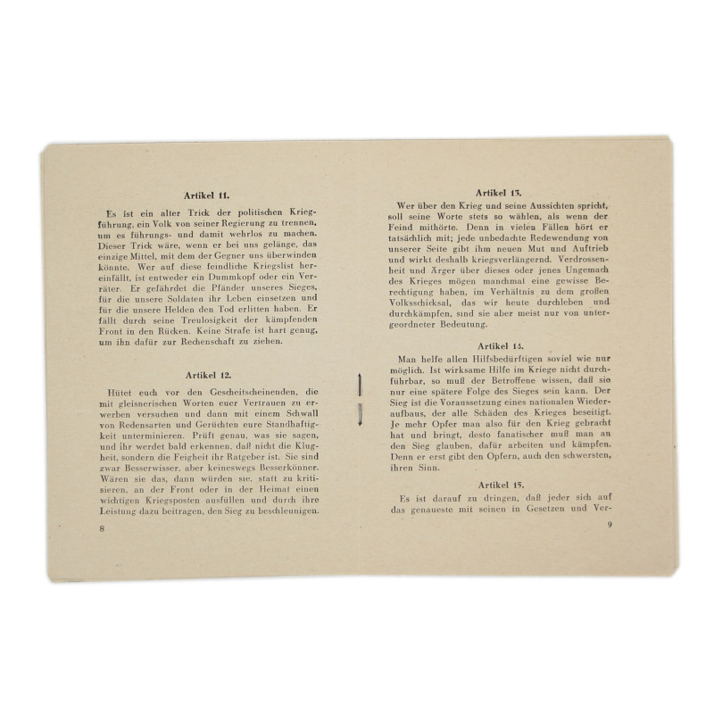 Leaflet, Propaganda, Dreissig Kriegsartikel für das Deutsche Volk, Dr. Goebbels, 1943