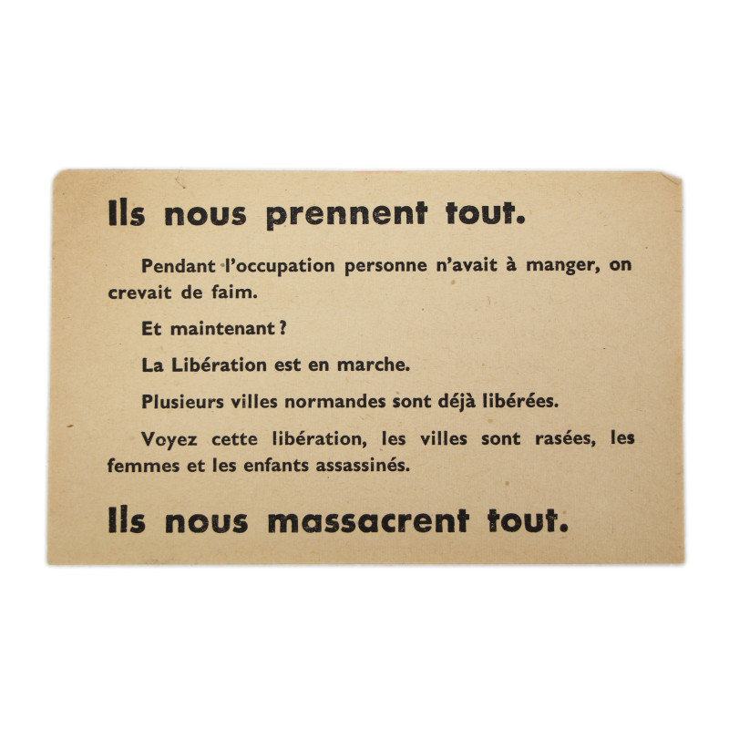 Leaflet, Propaganda, Anti-Allied, Normandy, 1944