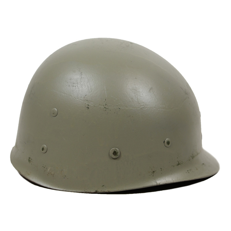 Casque M1, pattes fixes, US Navy, liner Westinghouse, A washers verts, nominatif