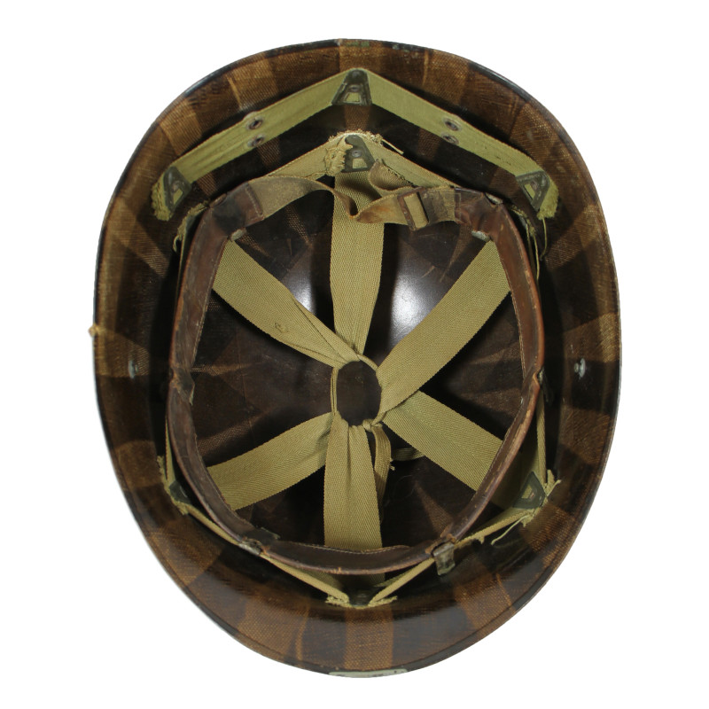 Casque M1, pattes fixes, US Navy, liner Westinghouse, A washers verts, nominatif
