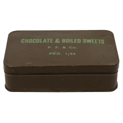 Boîte de chocolats et bonbons, ration britannique, janvier 1944