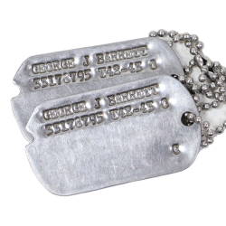 Plaques d'identité, Dog Tags, S/Sgt. George Barrett, Medic, 161st Station Hospital, PTO