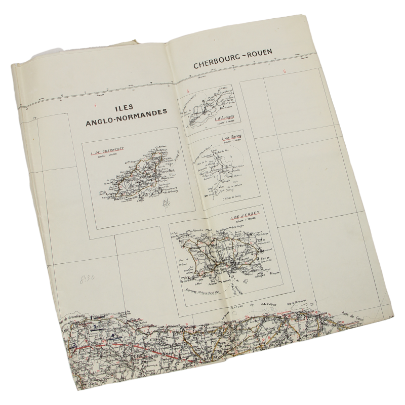 Carte britannique, CHERBOURG-ROUEN, Normandie, 1941