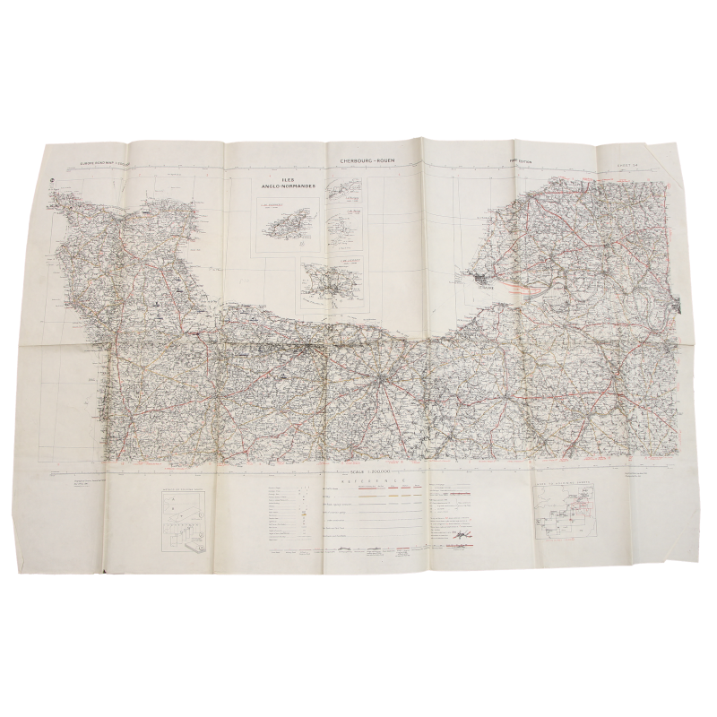 Carte britannique, CHERBOURG-ROUEN, Normandie, 1941