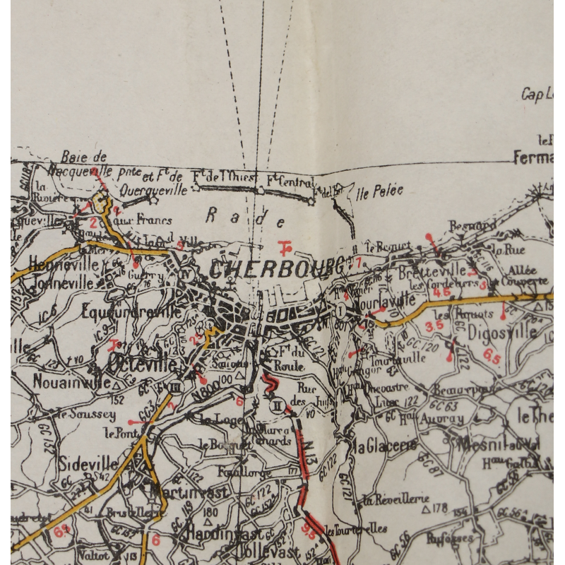 Carte britannique, CHERBOURG-ROUEN, Normandie, 1941