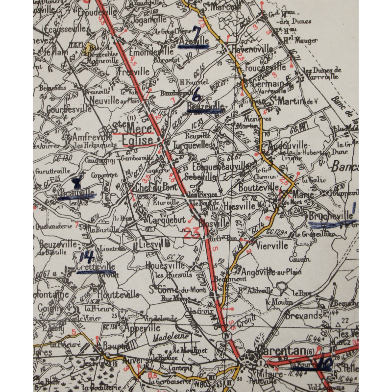 Map, British, CHERBOURG-ROUEN, Normandy, 1941