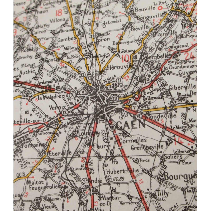 Carte britannique, CHERBOURG-ROUEN, Normandie, 1941