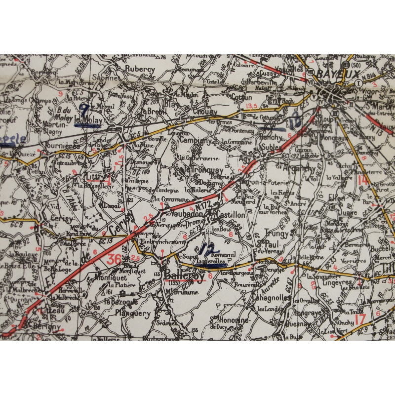 Map, British, CHERBOURG-ROUEN, Normandy, 1941