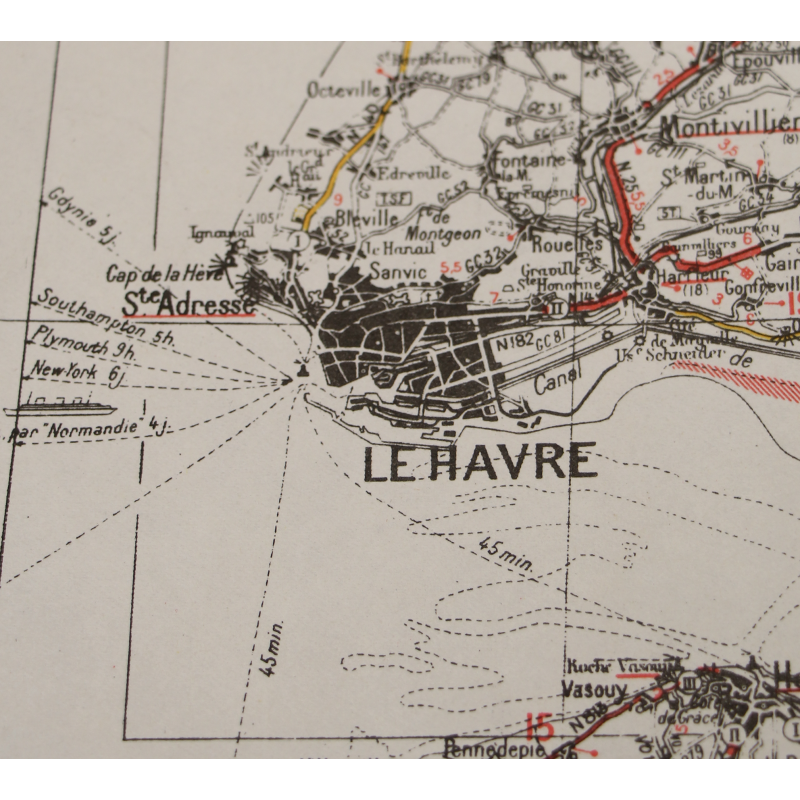 Carte britannique, CHERBOURG-ROUEN, Normandie, 1941