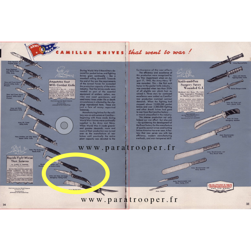 Knife, Fishing, Emergency, Army and Navy Air Corps, CAMILLUS