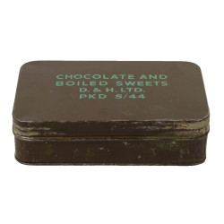 Boîte de chocolats et bonbons, ration britannique, mai 1944