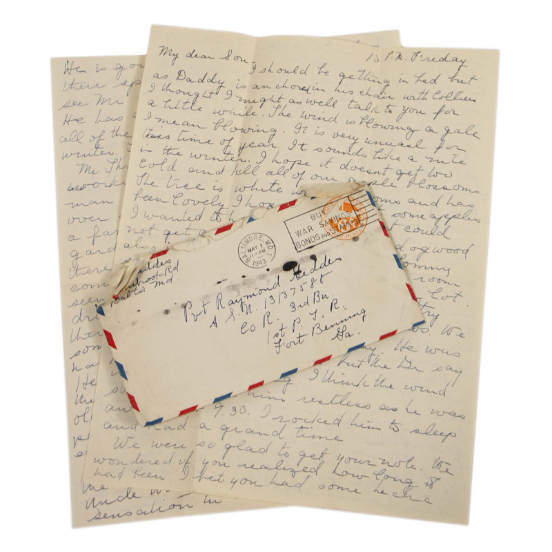 Letter, Pvt. Ray Geddes, Fort Benning, 501st PIR, May 1st, 1943