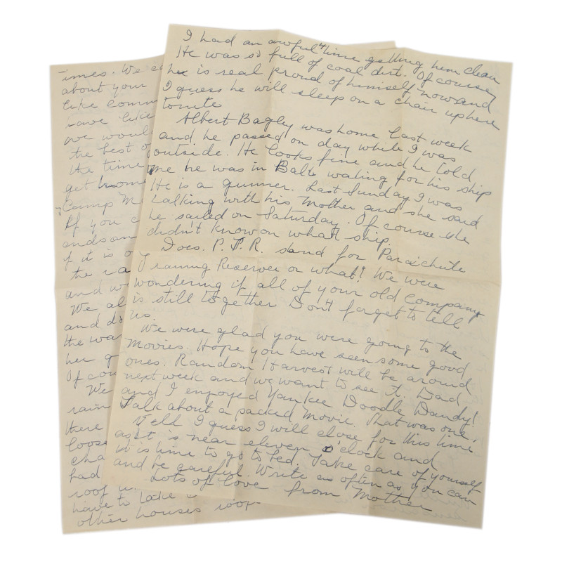 Letter, Pvt. Ray Geddes, Fort Benning, 501st PIR, May 1st, 1943