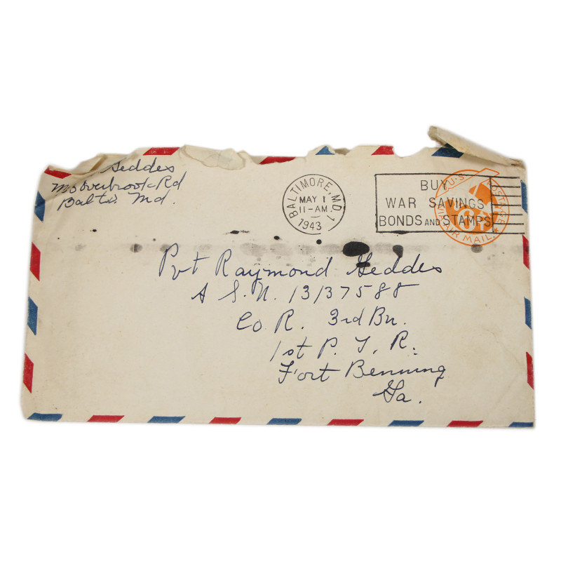 Letter, Pvt. Ray Geddes, Fort Benning, 501st PIR, May 1st, 1943