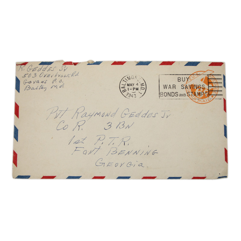 Letter, Pvt. Ray Geddes, Fort Benning, 501st PIR, May 4, 1943