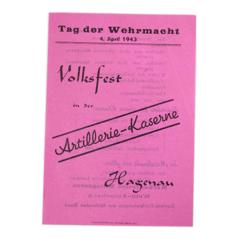Prospectus, fête folklorique, Tag der Wehrmacht, Haguenau, 4 avril 1943, rose