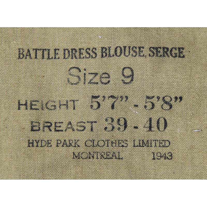 Blouse, Battledress, 1939 Pattern, Canadian, Size 9, 1943