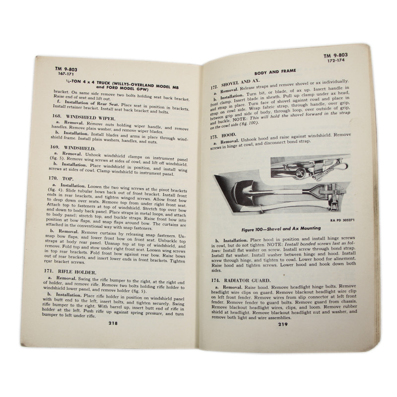 Manual, Technical, TM 9-803, Truck, ¼-Ton, 4 x 4 (Willys-Overland Model MB and Ford Model GPW)