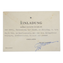 Carton d'invitation, réunion du NSDAP, Haguenau