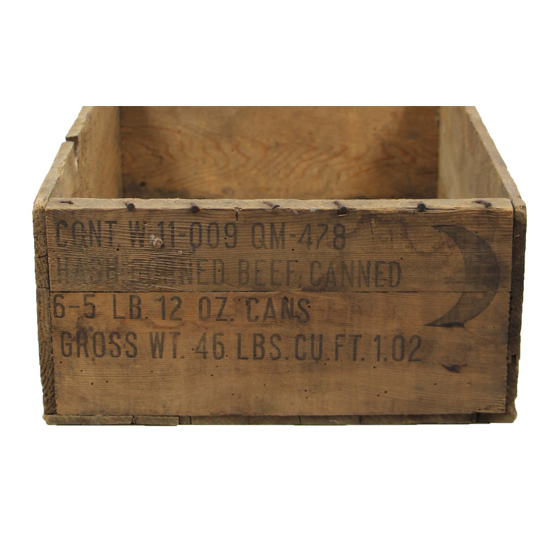 Caisse en bois, hachis de corned-beef, UNITED PACKERS, INC., vide