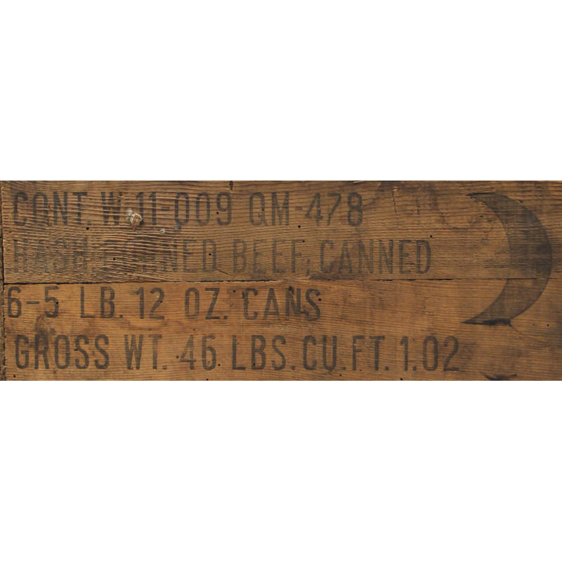 Caisse en bois, hachis de corned-beef, UNITED PACKERS, INC., vide