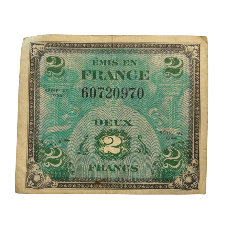 Billet drapeau (billet d'invasion), 2 francs, 1944