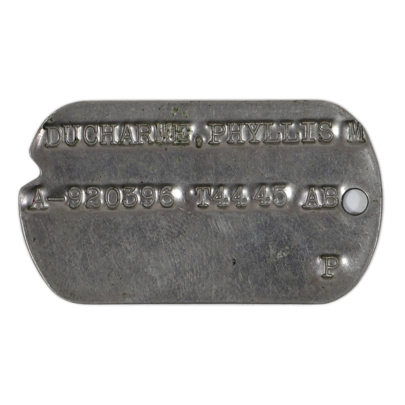 Plaque d'identité, Dog Tag, Pvt. Phyllis Ducharme, WAC