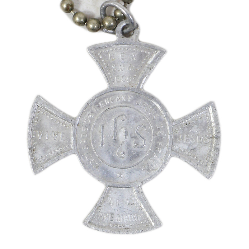 Plaques d'identité, Dog Tags, avec médaillon religieux, S/Sgt. William Pantone, Medic, 222nd Hospital Ship Co., ETO, Cherbourg