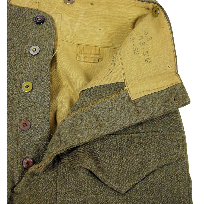 Pantalon canadien, Pattern 1939, taille 3, 1941, nominatif