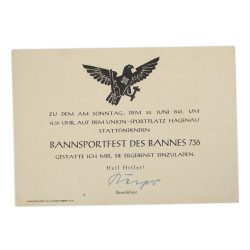 Carton d'invitation, festival sportif, Haguenau, 20 juin 1943