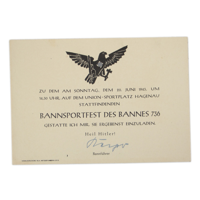 Invitation, Sports Festival, Haguenau, June 20, 1943