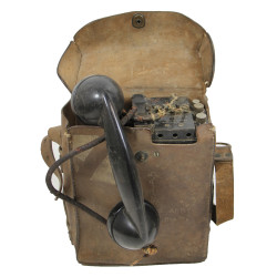 Téléphone de campagne EE-8-A, Signal Corps, avec sacoche en cuir