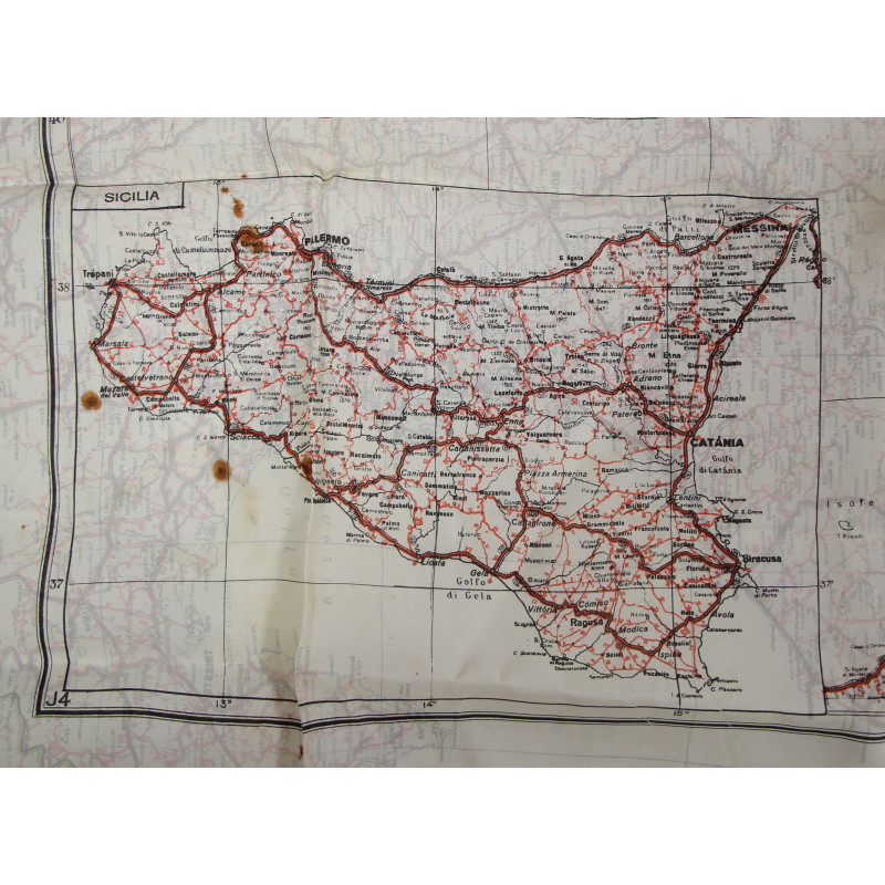 Carte d'évasion en soie, MI 9, Italie continentale et Sicile, J4/J3