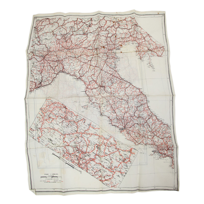 Carte d'évasion en soie, MI 9, Italie continentale et Sicile, J4/J3