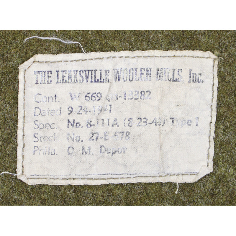 Blanket, Wool, US Army, THE LEAKSVILLE WOOLEN MILLS, Inc., Type I, 1941