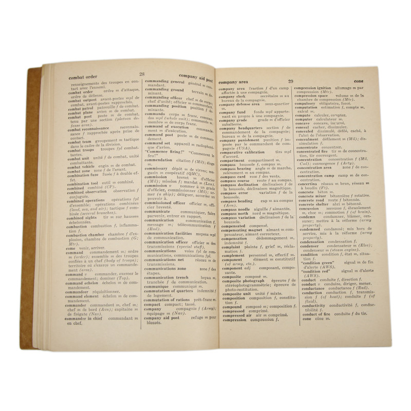 Manual, Technical, TM 30-502, French Military Dictionary, English-French - French-English, 1944