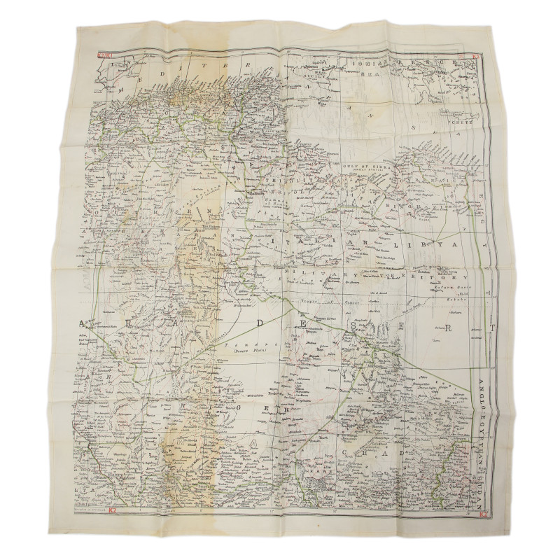 Map, Escape, Silk, MI 9, CYRENAICA, North Africa, K1/K2