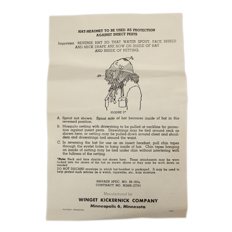 Hat-Headnet, Mosquito, M-565a, US Navy