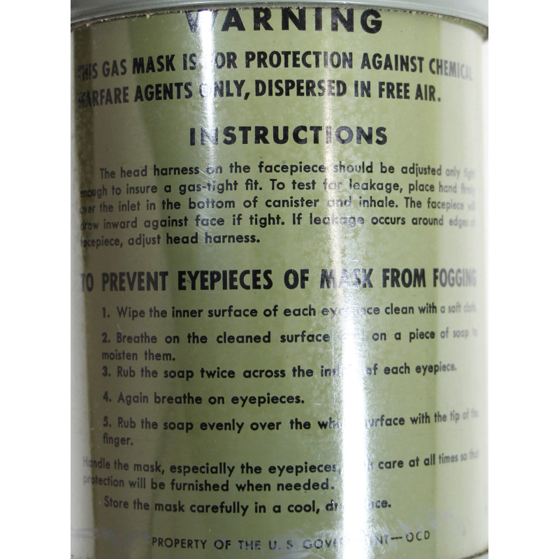 Mask, Gas M1A2-1-1, Medium, Adult, Complete, in Carton, 1942