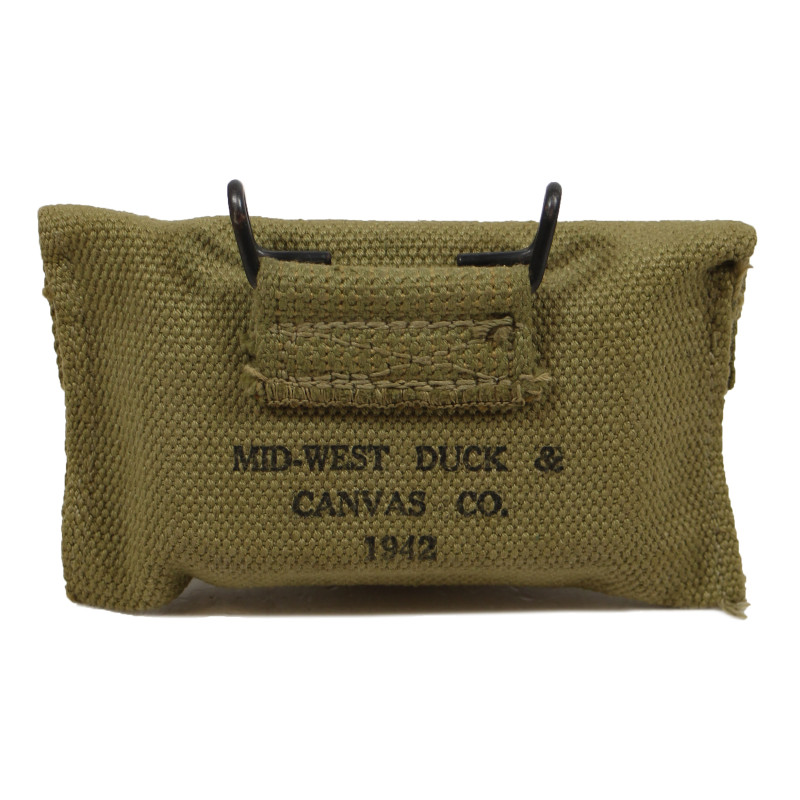 Pouch, First-Aid, M-1924, MID-WEST DUCK & CANVAS CO. 1942, with Packet, First-Aid, Carlisle