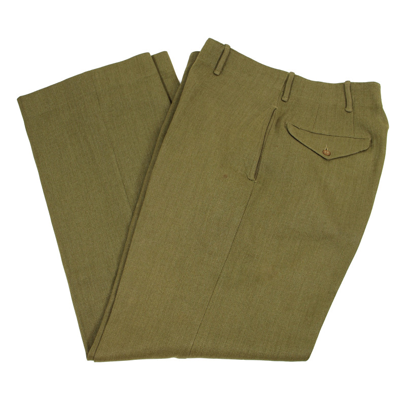 Trousers, Wool Serge, OD, Size 28, Sgt. Donald Willet, Hq. Sqdn., 84th Fighter Wing, 9th Air Force, USAAF, ETO