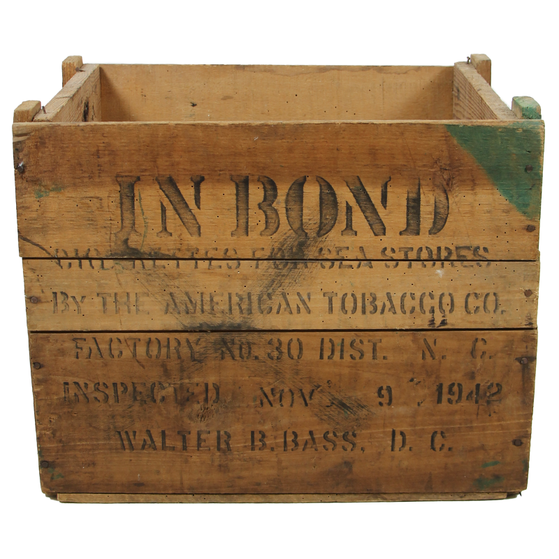 Crate, Wood, Cigarettes for Sea Stores, AMERICAN TOBACCO CO. 1942