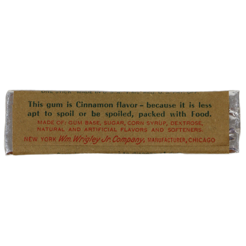 Tablette de chewing-gum, WRIGLEY'S, Army Ration, cannelle, intacte